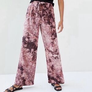 Anthropologie | Cloth & Stone Pink Tie Dye Wide Leg Pants | Size S